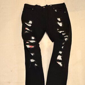 Black Distressed Ripped Jeans • Trendy Streetwear • Size 42 Evolution in Design